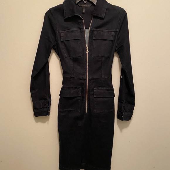 WHBM zip front modern stretch denim dress - Picture 2 of 3